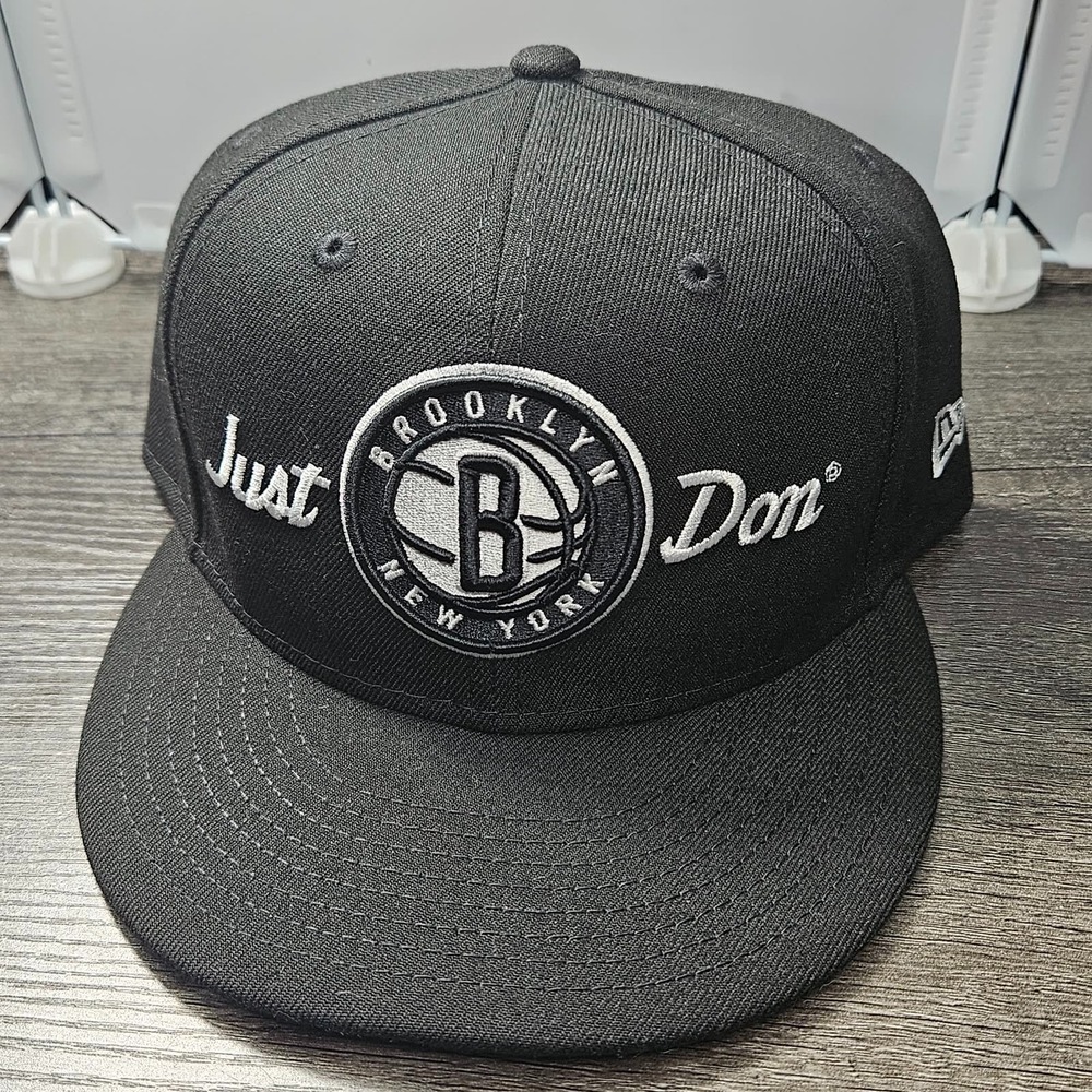 Just Don x New Era 59FIFTY Brooklyn Nets Fitted Hat 7 1/2 Black NBA New